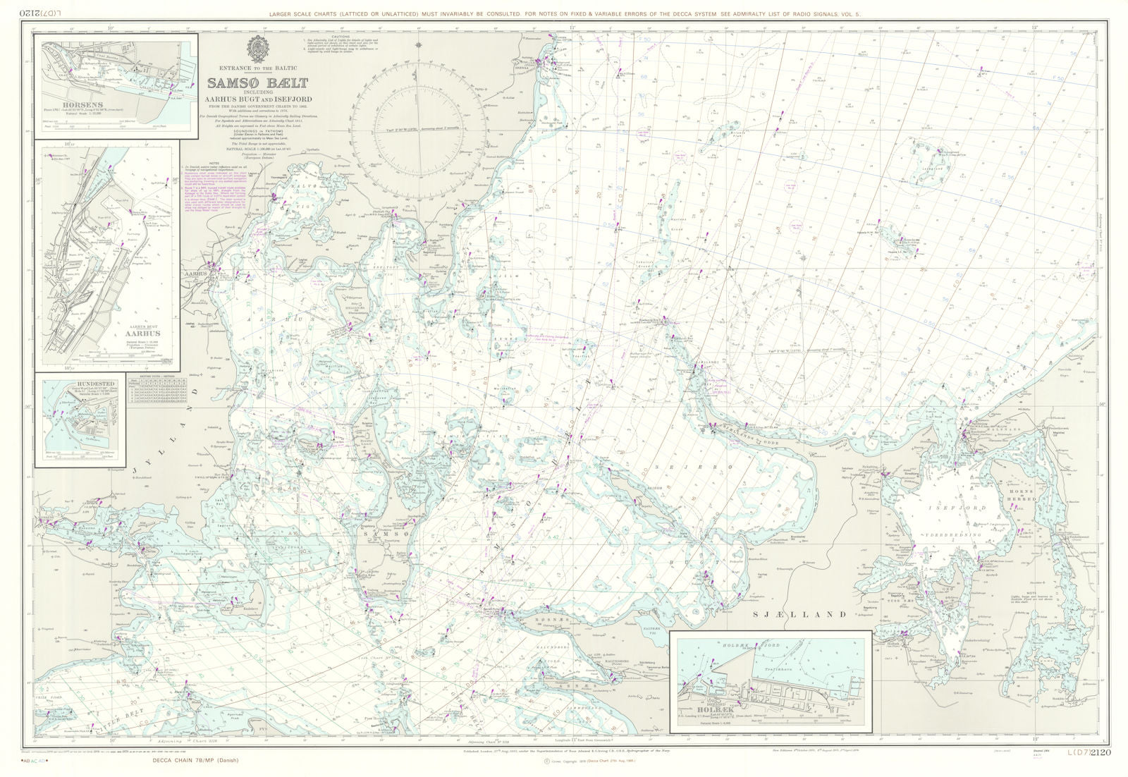 Samso Baelt. Aarhus Bugt. Isefjord. Admiralty chart #2120. 1965 (1979) old map